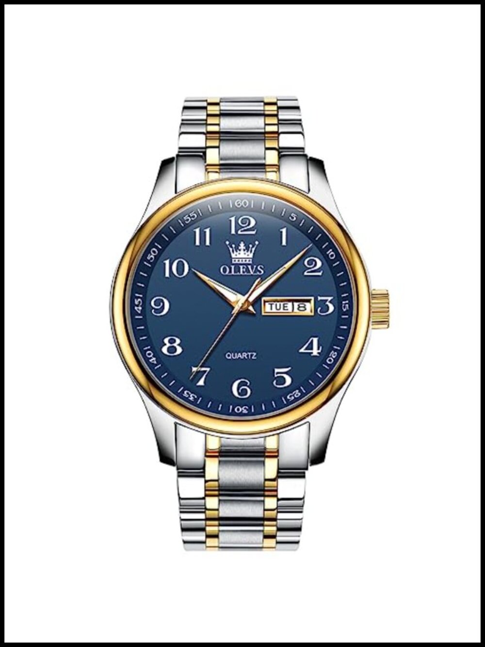 Men's Stainless Steel Analog Watch with Date Window, Classic Quartz Wrist Watch